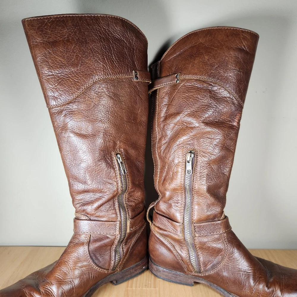 FRYE Women's Phillips Riding Boot Size 7.5 Leather Tall Western Pull On Campus - Picture 13 of 14